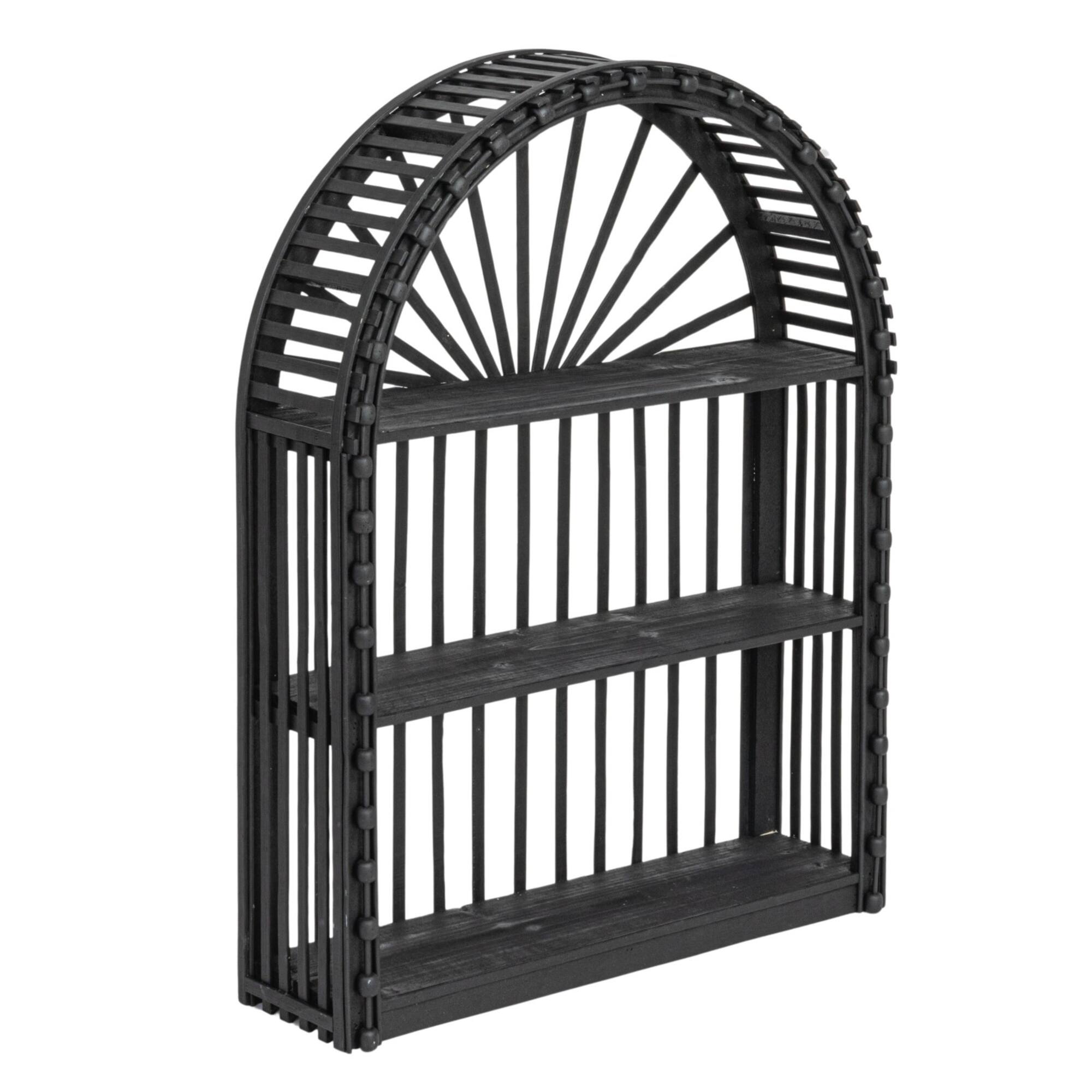 Hello Honey® Black Arched Bamboo & Wood Wall Shelf